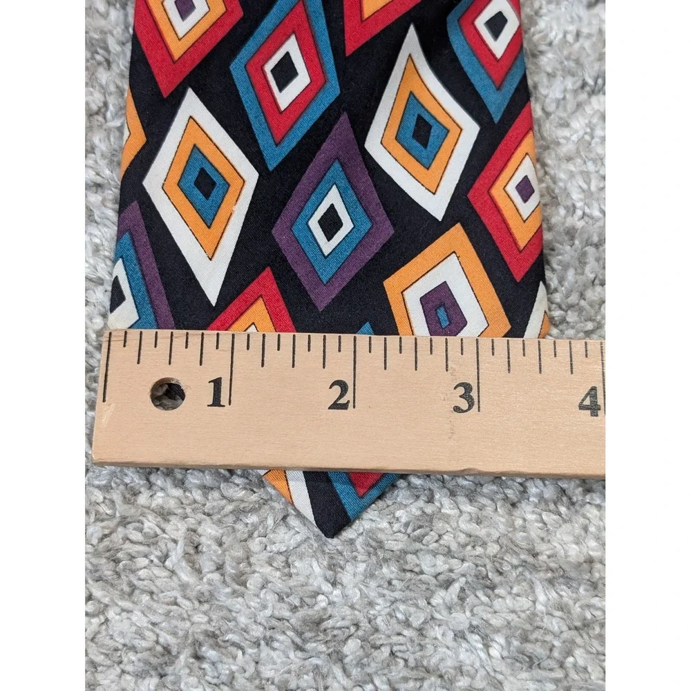 Vintage McGregor Tie  Multicolor Geometric Diamond Cotton‎ Retro Mod USA Made